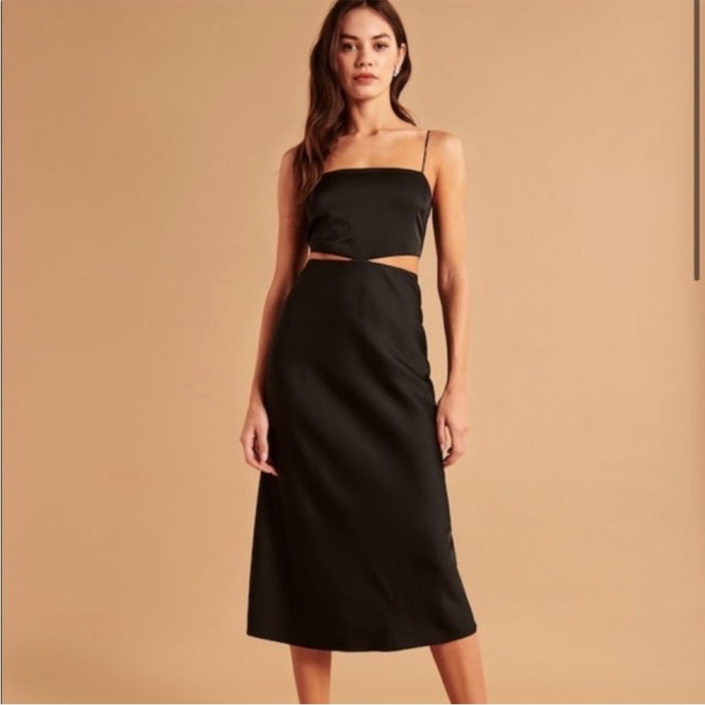 Abercrombie Black Midi Cutout Dress